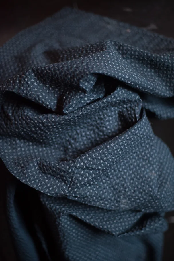 Cotton Seersucker - Tottorri Cross Navy