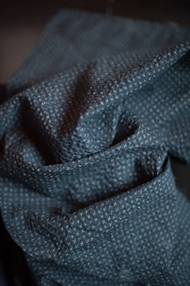 Cotton Seersucker - Tottorri Cross Navy