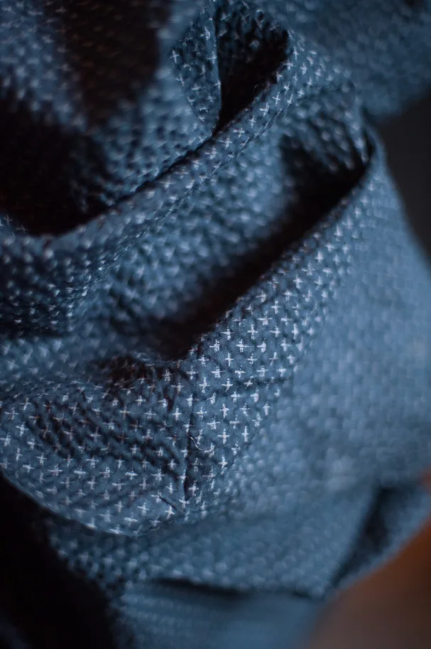 Cotton Seersucker - Tottorri Cross Navy