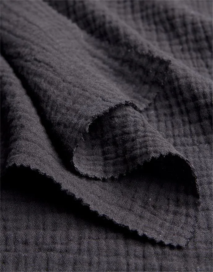 Organic Double Gauze - Plain Black