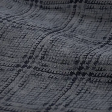 Flax-Cotton Double Gauze - Soft Checks Dark Blue