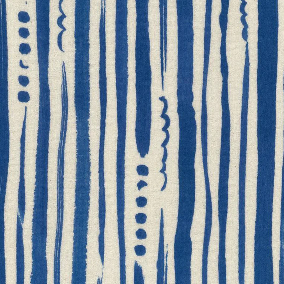 Double Gauze Crepe - Twisting Blue-White