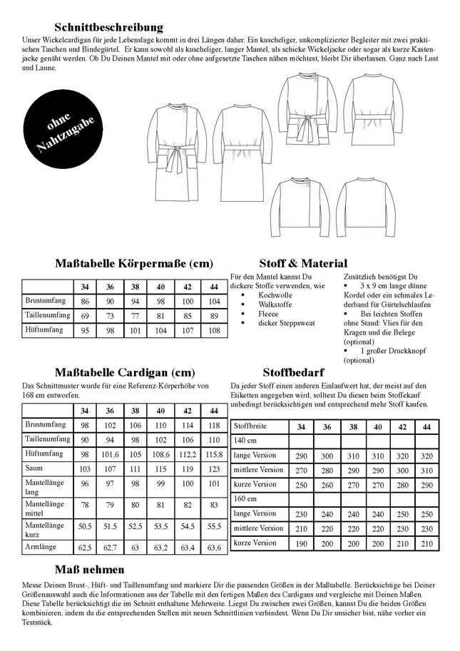 Cardigan Wrapped - Schnittduett Sewing Pattern (German)