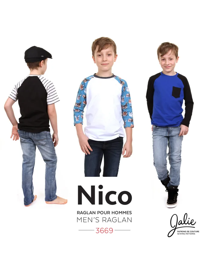 Nico Men's Raglan Tees - Jalie Sewing Pattern (English/French)