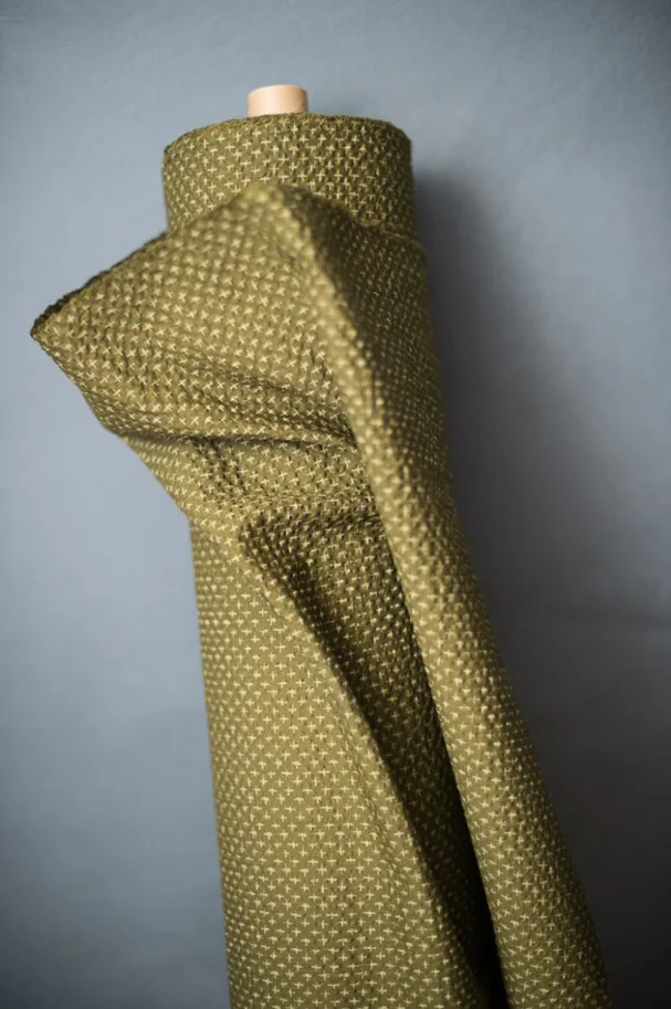 Cotton Seersucker - Tottorri Cross Green