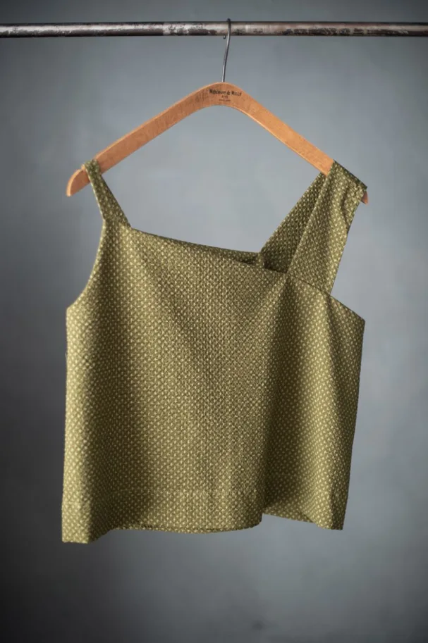 Cotton Seersucker - Tottorri Cross Green