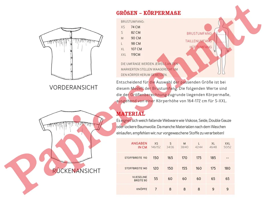 Frau Suzy Bluse - Studio Schnittreif Sewing Pattern (German)