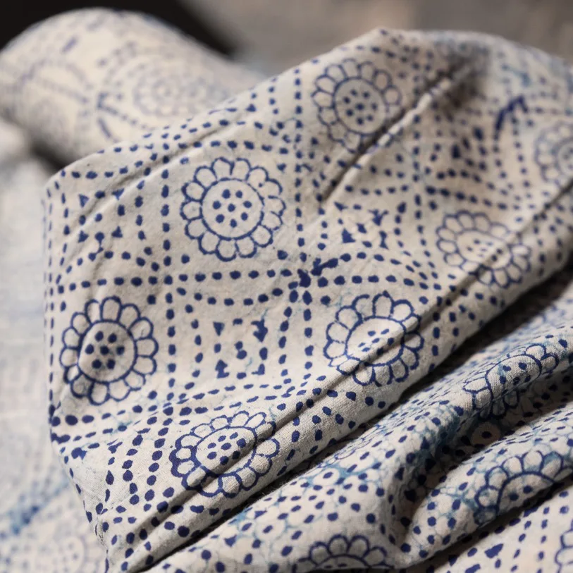 Indian Blockprint - Daisy Indigo