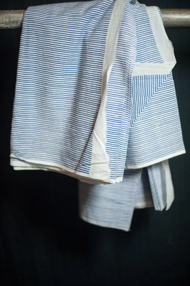 Indian Blockprint - Lean Stripe Indigo