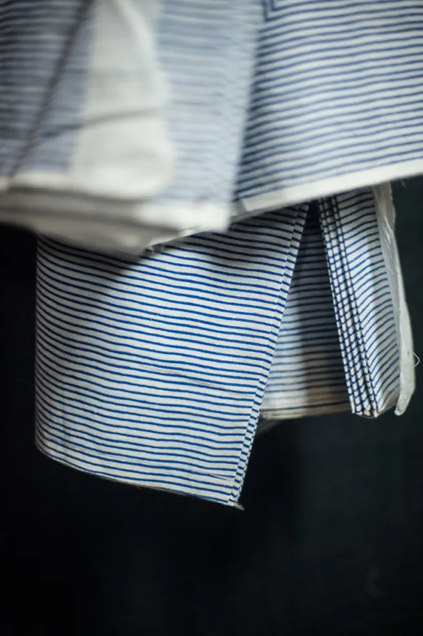 Indian Blockprint - Lean Stripe Indigo