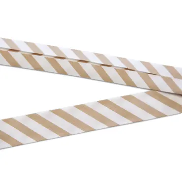 Organic Bias Binding - Stripes Light Brown White