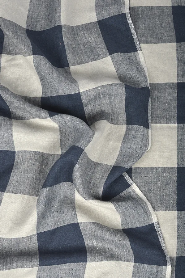Leinen Washed - Big Check Ink