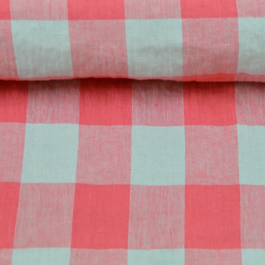 Leinen Washed - Mid Check Alice Pink