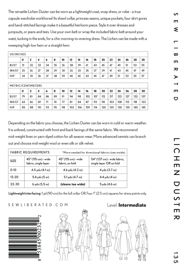 Lichen Duster - Sew Liberated Sewing Pattern (English)
