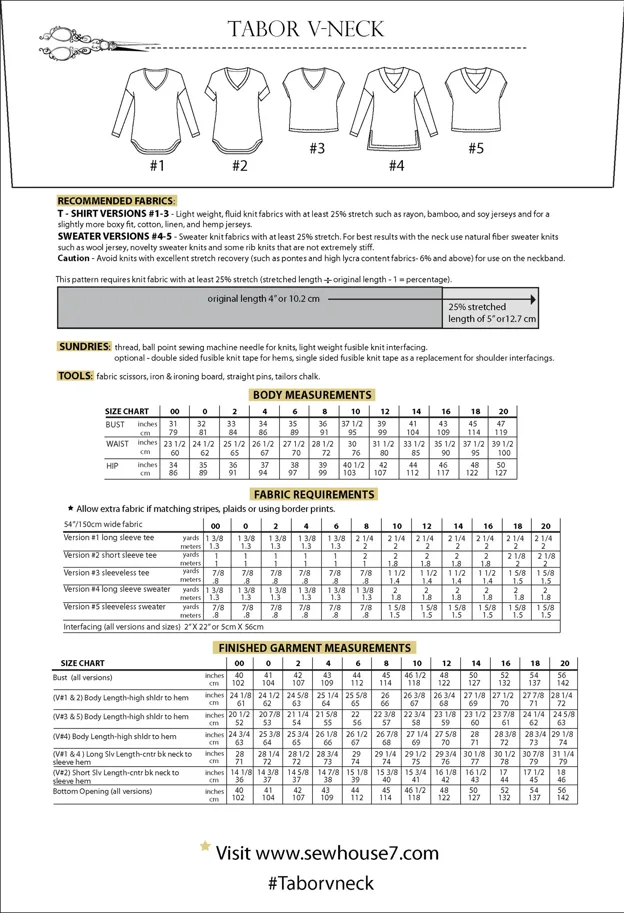 Tabor V-Neck Top - Sew House Seven Schnittmuster (Englisch)