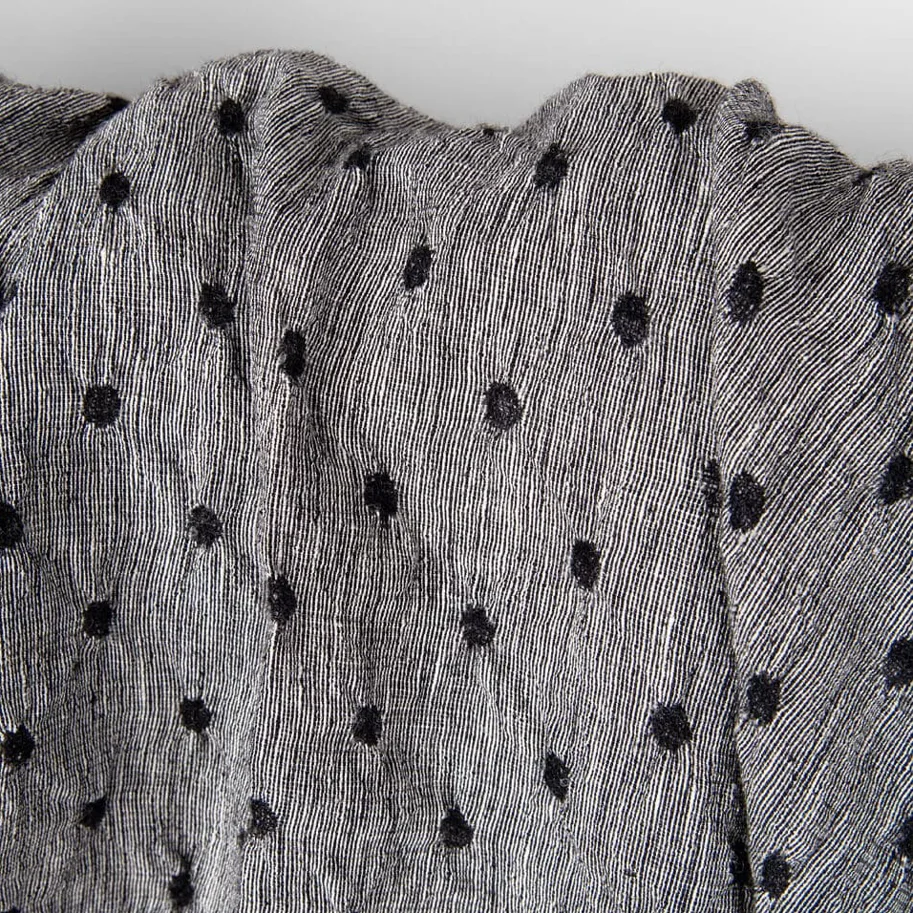 Linen-Wool Black White Dots