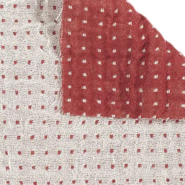 Flax-Cotton Double Gauze - Red White Dots