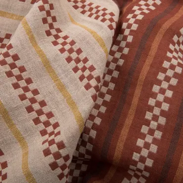 Flax-Cotton Washed - Rust Chessboard
