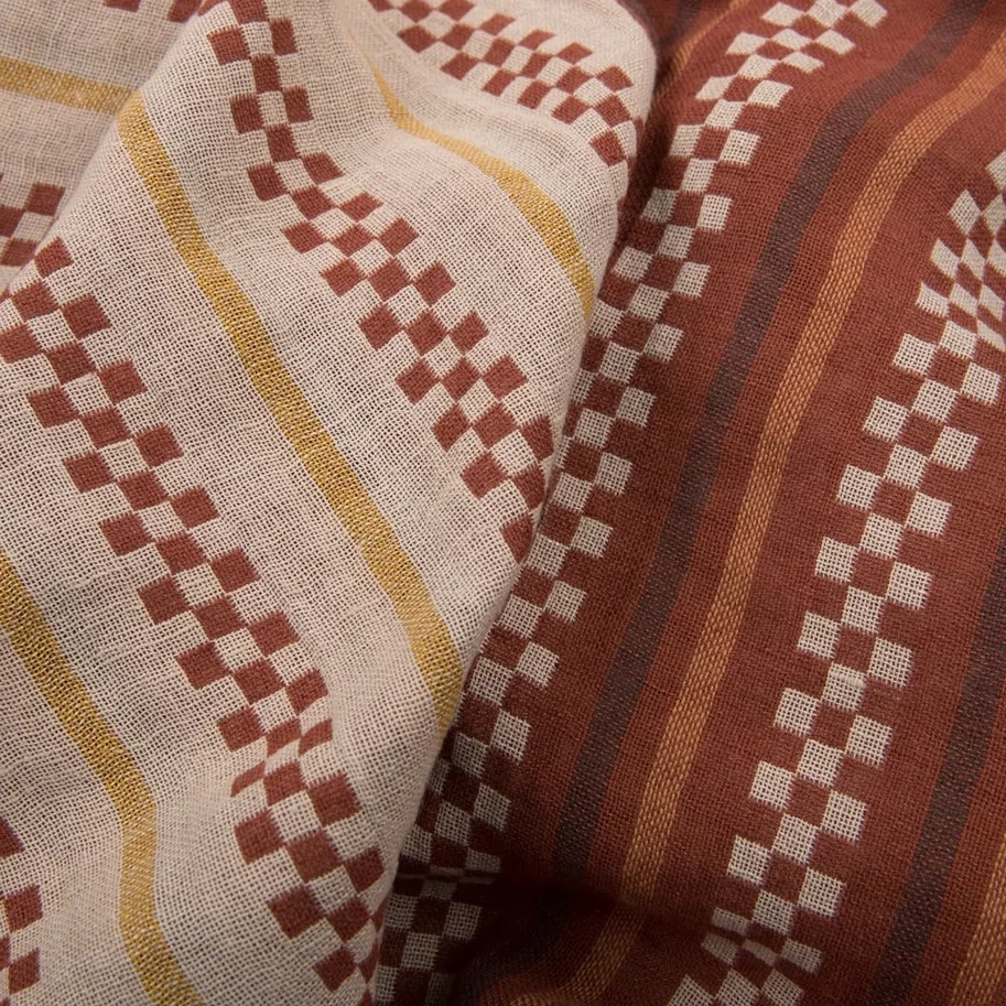 Flax-Cotton Washed - Rust Chessboard