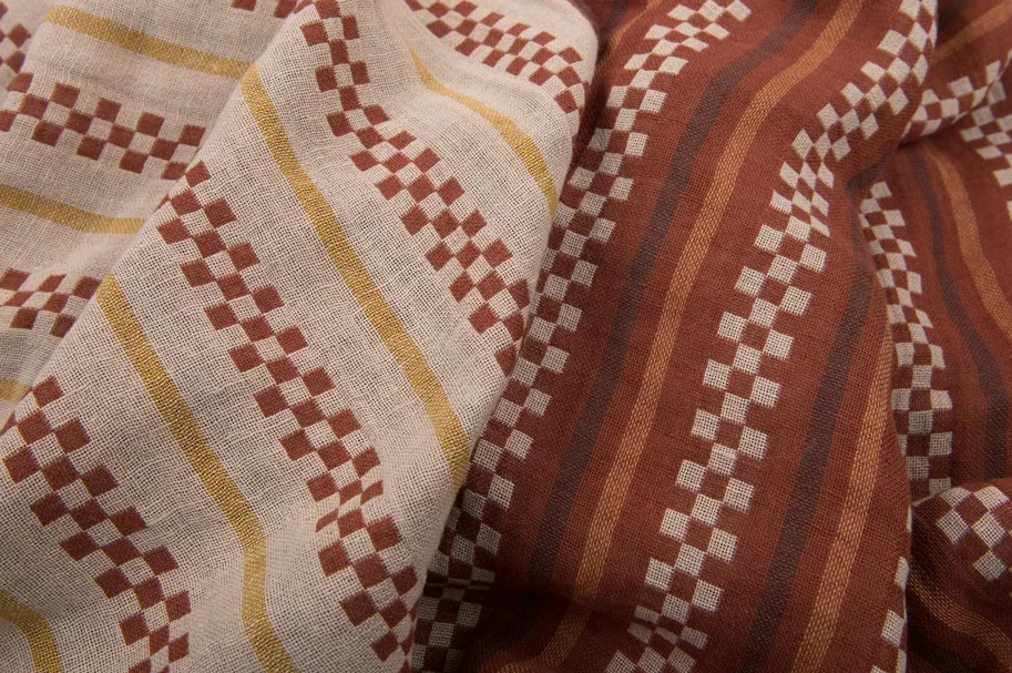 Flax-Cotton Washed - Rust Chessboard