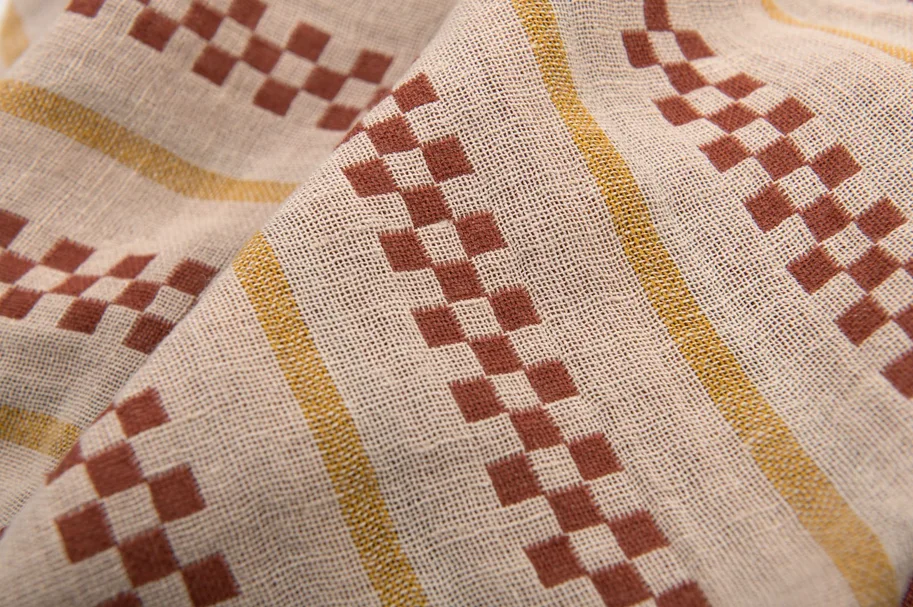 Flax-Cotton Washed - Rust Chessboard