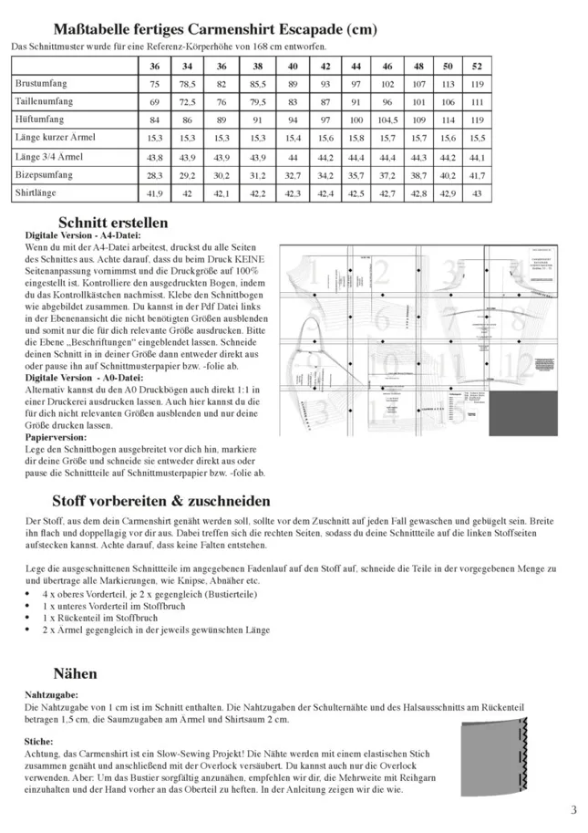 Carmenshirt Escapade - Schnittduett Sewing Pattern (German)