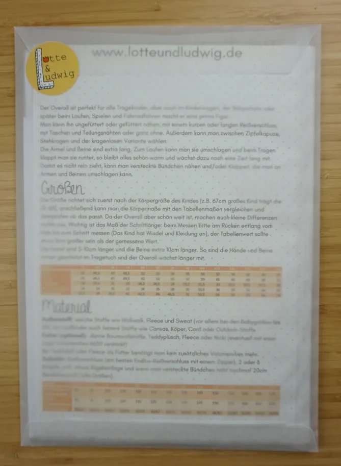Draussenkind Overall - Lotte & Ludwig Sewing Pattern (German)