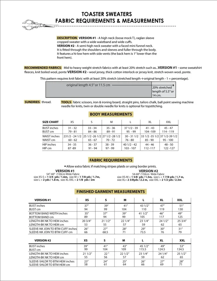 Toaster Sweaters 1 & 2 - Sew House Seven Schnittmuster (Englisch)