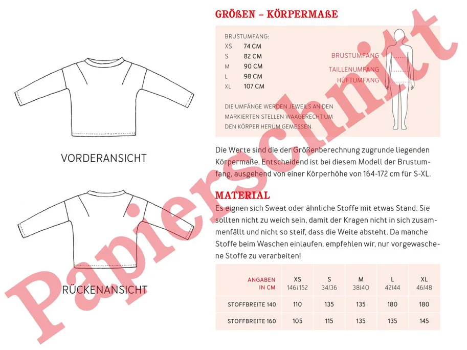 Frau Isa Sweater - Studio Schnittreif Sewing Pattern (German)