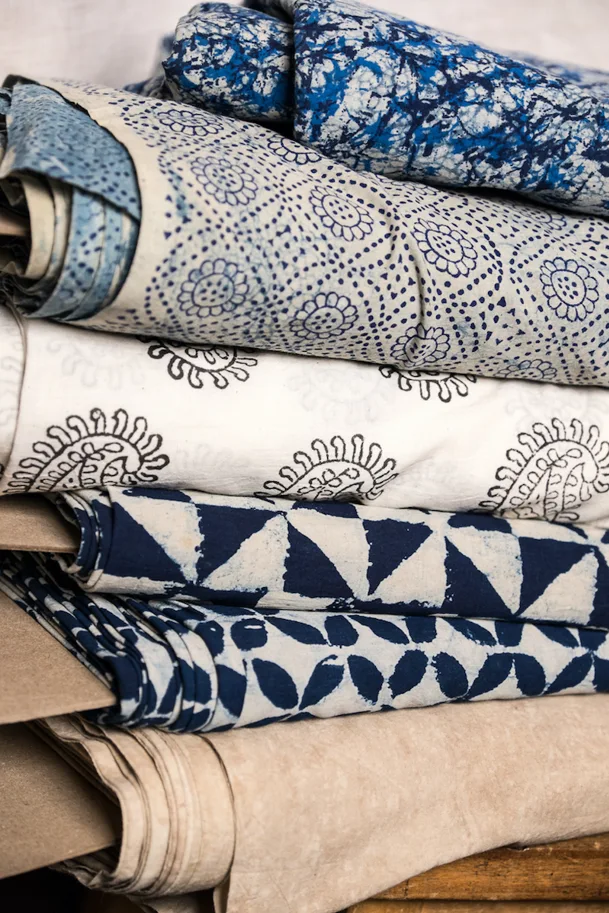 Indian Blockprint - Daisy Indigo