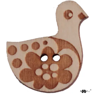 Wooden Button Birch - Ankka (Duck)