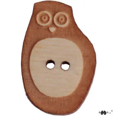 Wooden Button Birch - Pöllö (Owl)