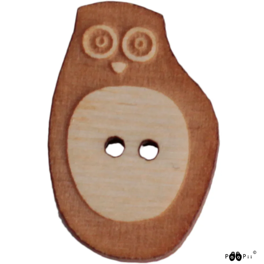 Wooden Button Birch - Pöllö (Owl)