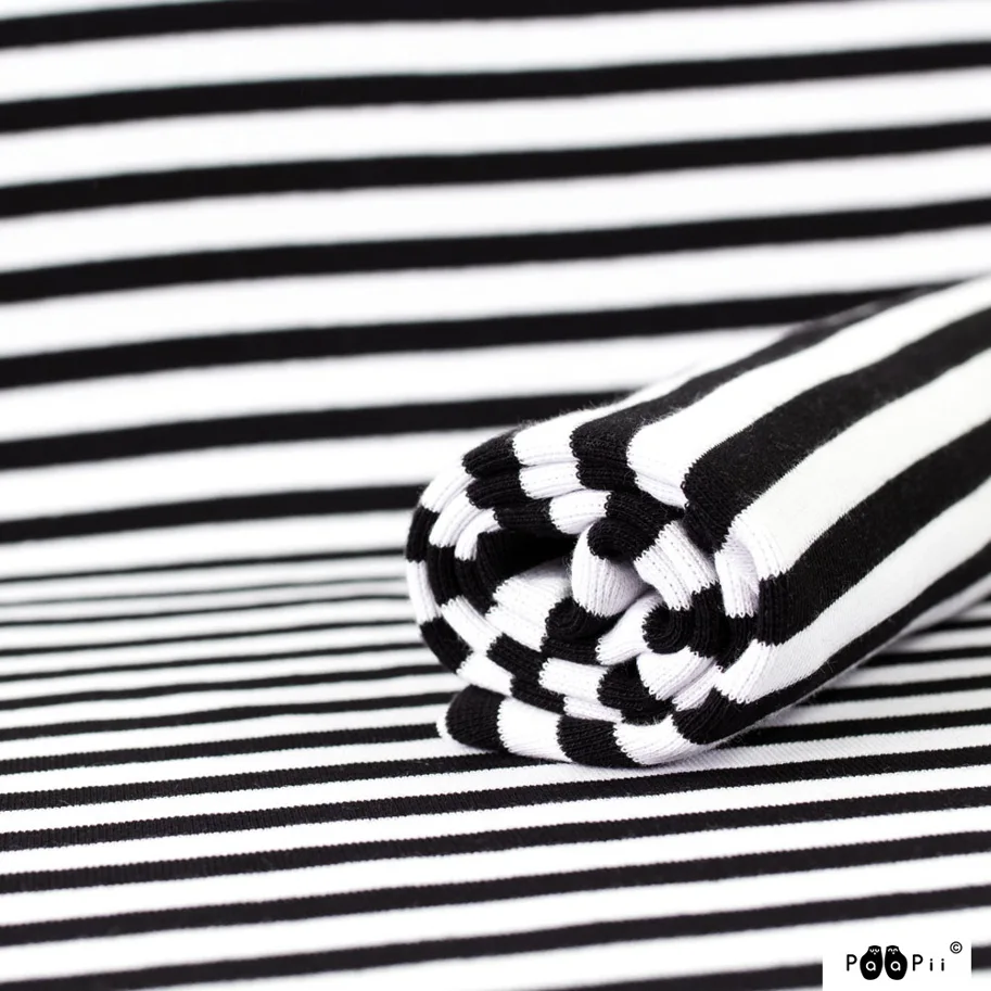 Organic Striped Ribbing - Black-White