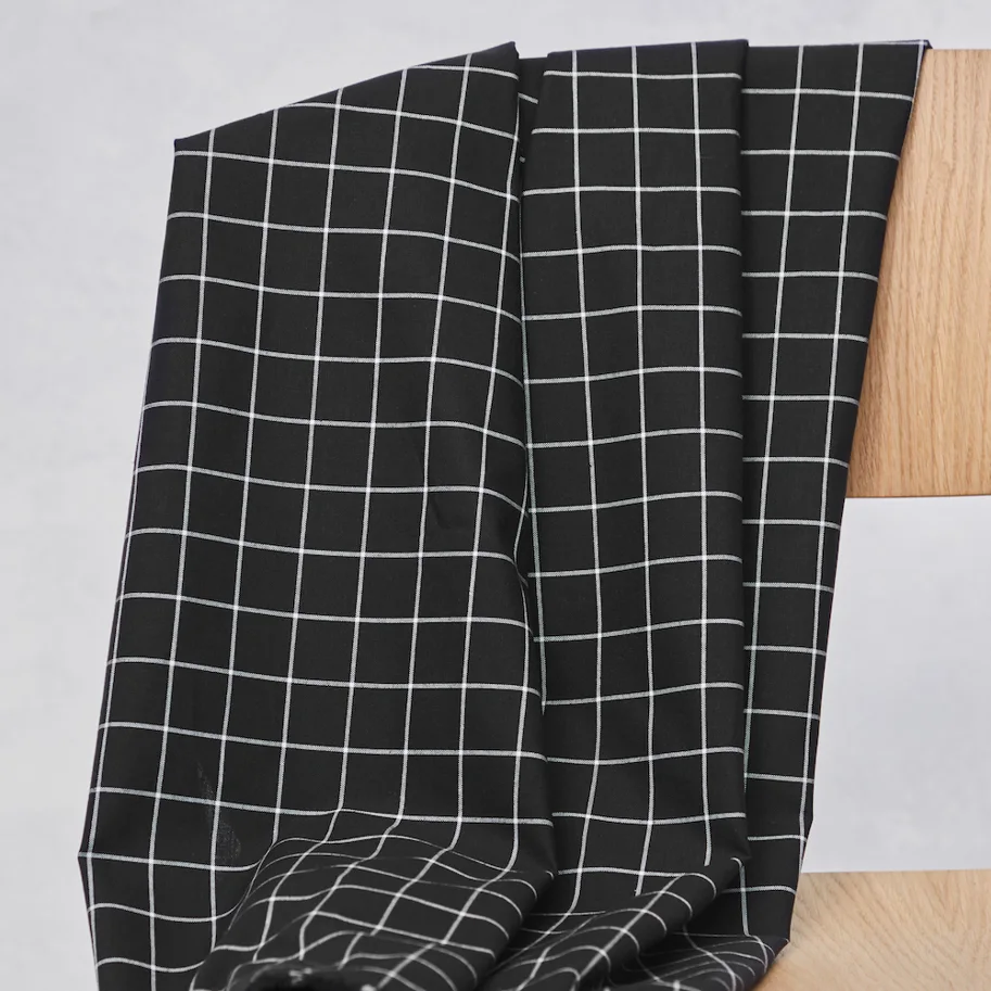Organic Grid Cotton - Black Creamy White