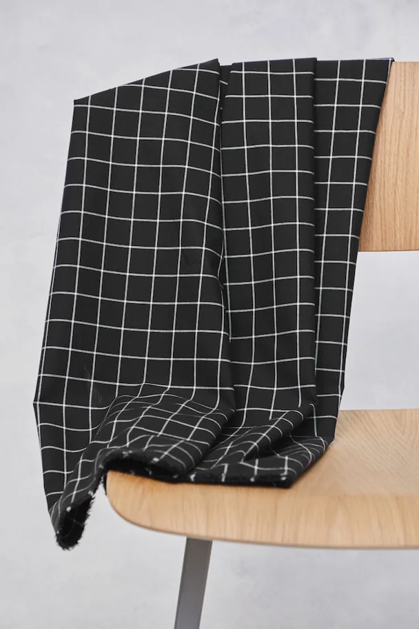 Organic Grid Cotton - Black Creamy White