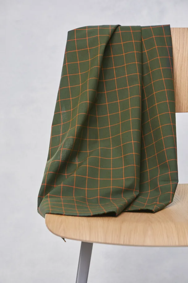 Bio Baumwolle Organic Grid Cotton - Green Khaki Pumpkin