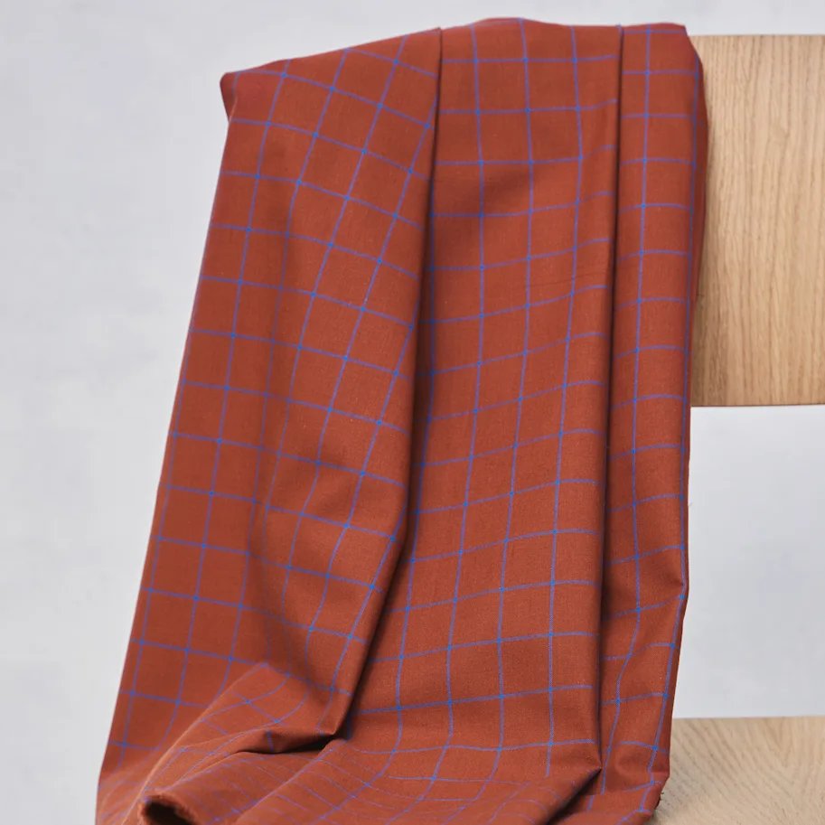 Bio Baumwolle Organic Grid Cotton - Sienna Intense Blue