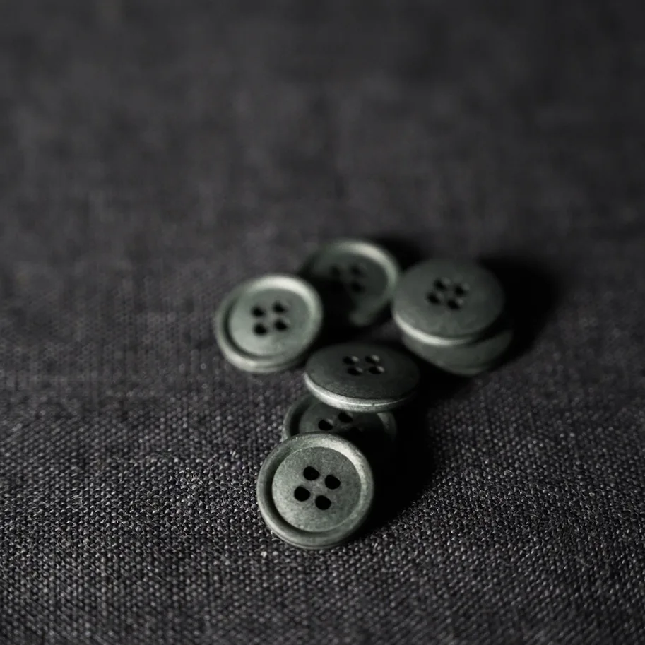 Organic Cotton Button 15mm - Garden Slate (Dark Green)
