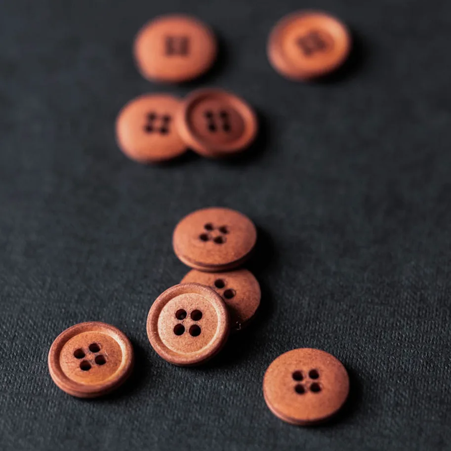 Organic Cotton Button 15mm - Maud (Brick Red)