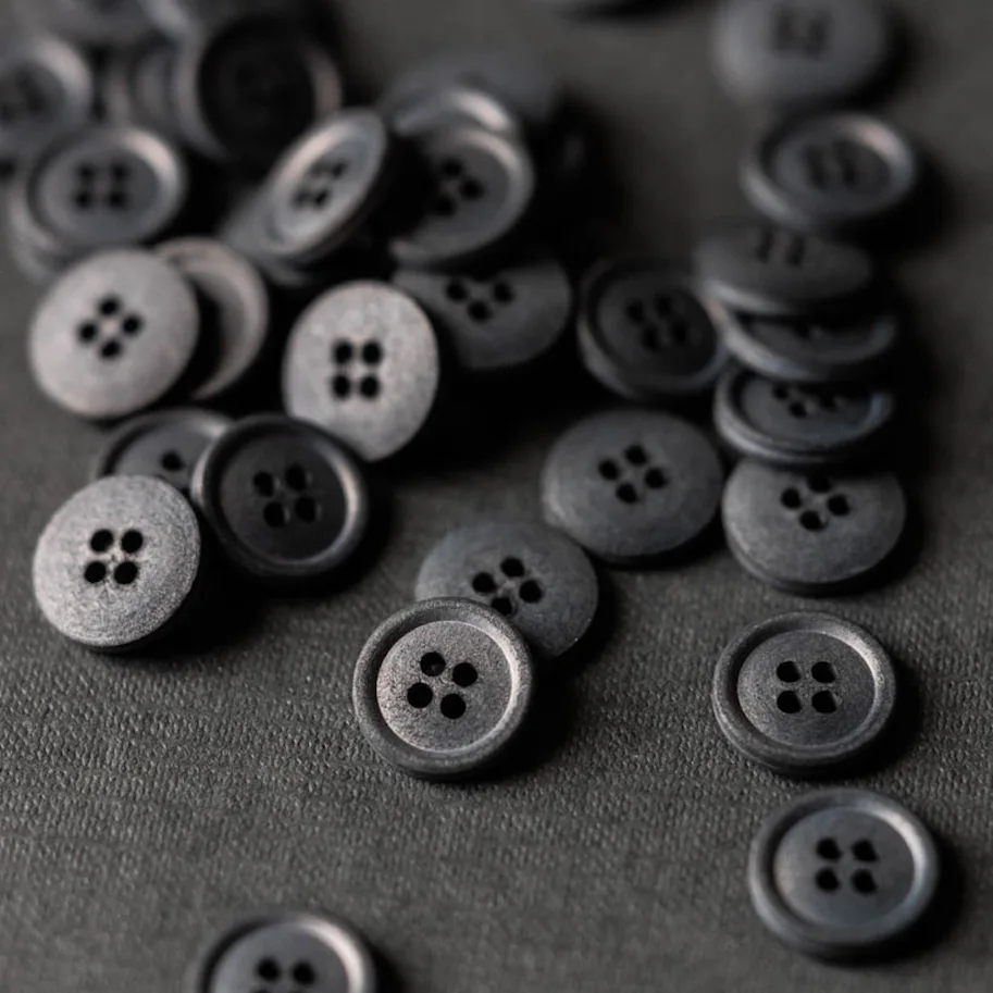 Organic Cotton Button 15mm - Scuttle Black