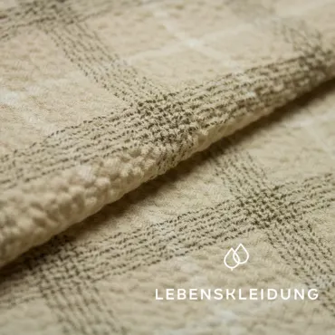 Organic Seersucker - Subtle Hazelnut Check