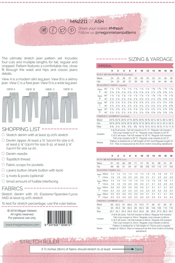 Ash Jeans - Megan Nielsen Schnittmuster (Englisch)