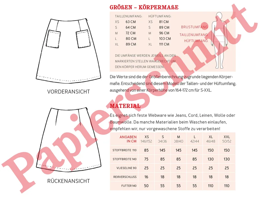 Frau Ina Rock mit Taschen - Studio Schnittreif Schnittmuster