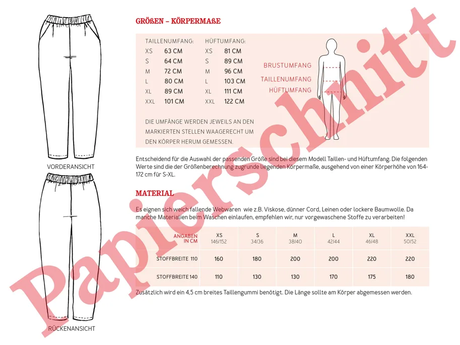 Frau Hanna Hose mit Gummizug - Studio Schnittreif Schnittmuster