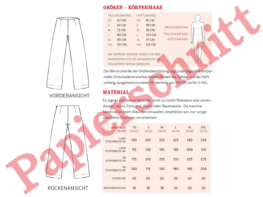 Frau Elena Gerade Hose - Studio Schnittreif Sewing Pattern (German)