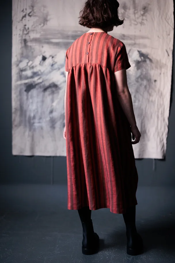 Linen Washed - Biscotti Red Brown Stripes