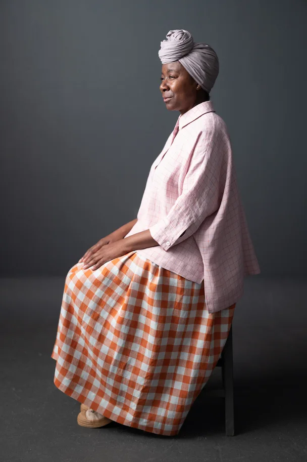 Leinen Washed - Bertie Rose Orange Check