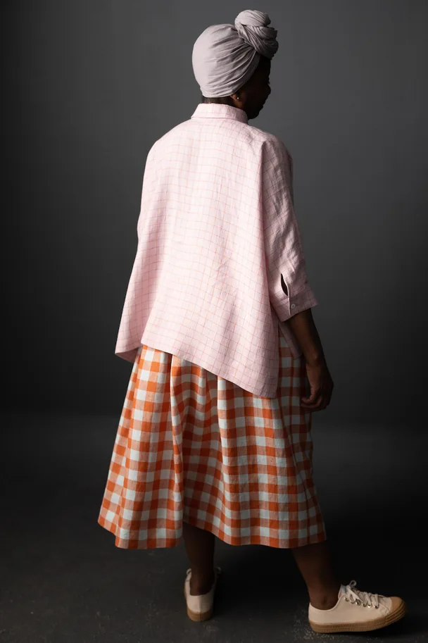 Leinen Washed - Bertie Rose Orange Check