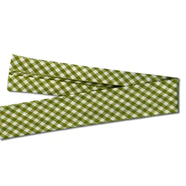 Organic Bias Binding - Small Plaid Cedar White